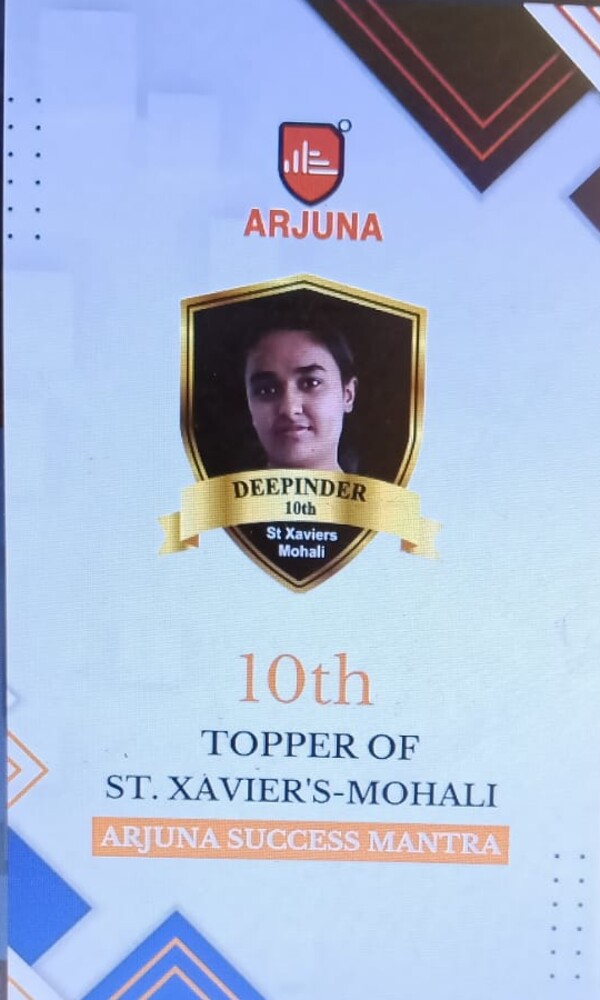 Deepinder — 10th topper of St. Xavier's, Mohali, Arjuna Success Mantra