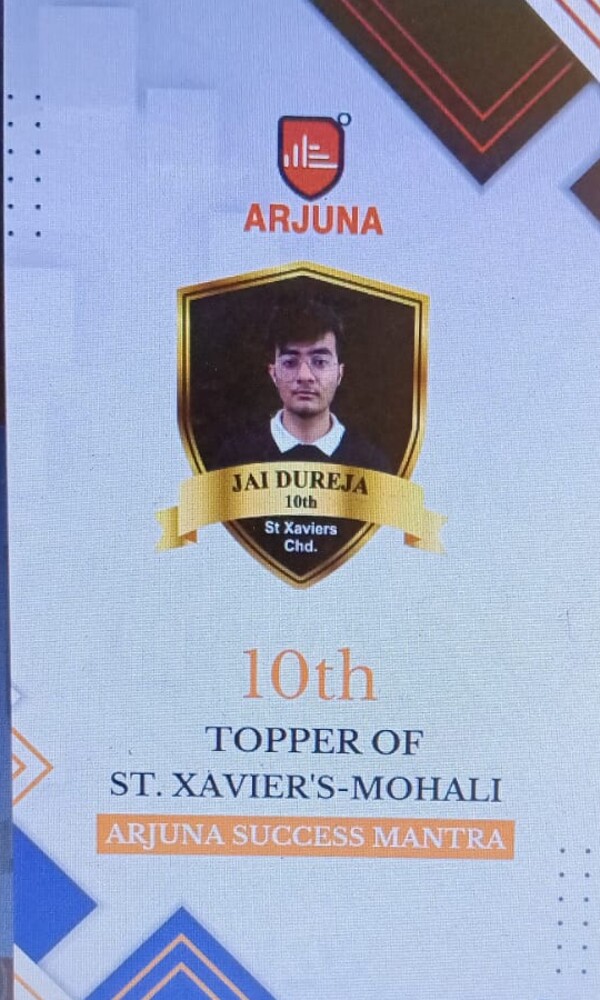Jai Dureja — 10th topper of St. Xavier's, Chandigarh, Arjuna Success Mantra