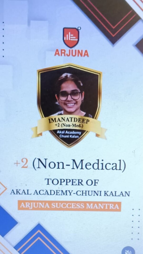 Imanatdeep — +2 (Non-Medical) topper of Akal Academy, Chuni Kalan, Arjuna Success Mantra